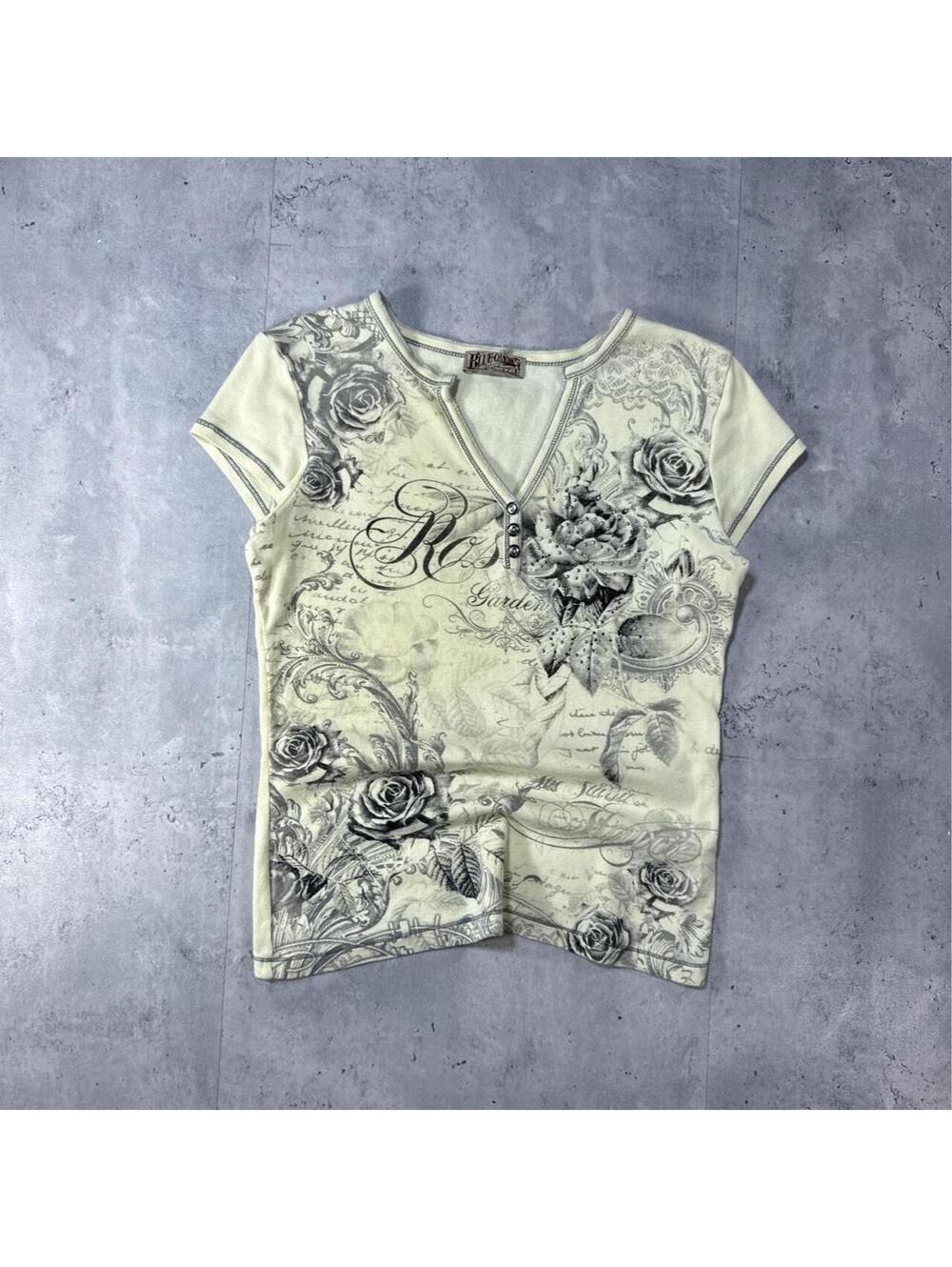 Y2K Blue Canyon Roses Grunge Yellow 00s t shirt
